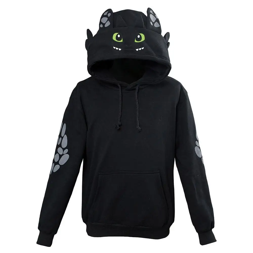 Unisex Adult How to Train Your Dragon Toothless Cosplay Hoodie Sweatshirt Casual Black Pullover Jackets Coat Hooded |