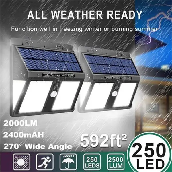 Светодиодный светильник на солнечной батарее 100/250 водонепроницаемый