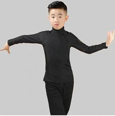 Топ для латинских танцев с длинными рукавами мальчиков рубашки одежда