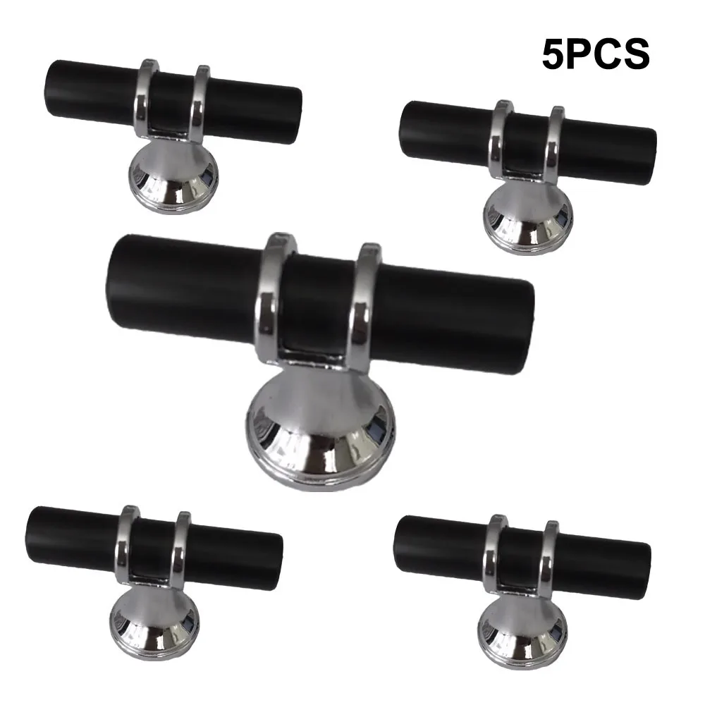 

5pcs Zinc Alloy Black Chrome Door Drawer Furniture Fashion Kitchen Cabinet Solid Aluminum Handle