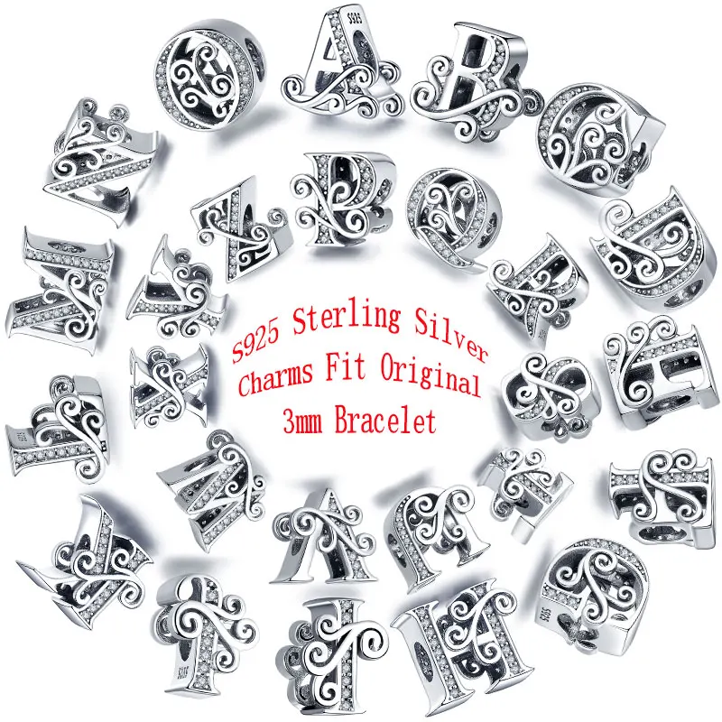 CodeMonkey 100% настоящая 925 пробы серебряная буква алфавит A Z шарм название бисер