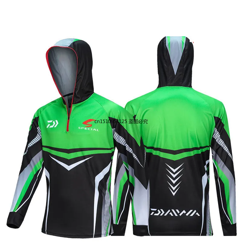 

2020 Outdoor Hunting Hiking Shirt Men Daiwa Fishing Clothing Anti-uv Protection Breathable Long Sleeve Hooded Fishing Shirt