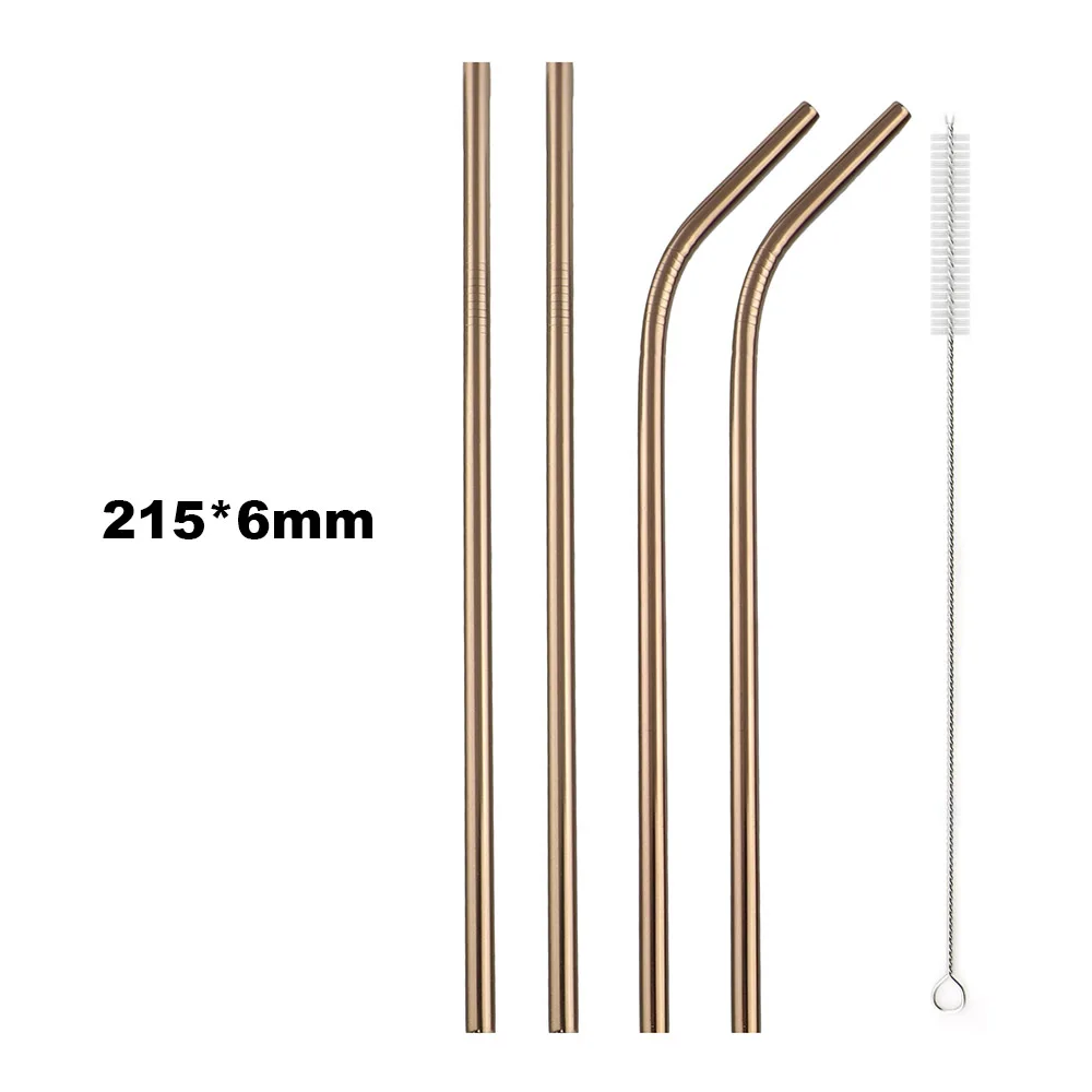 4Pcs-Rose Straws 4 шт многоразовые трубочки для питья, набор, высокое качество, экологически чистая 304 нержавеющая сталь, металлическая соломинка с кистью для 20/30 унций, кружка - Цвет: 4Pcs-Rose Straws