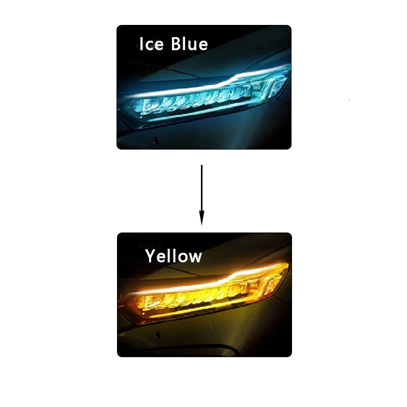 Purple to Yellow 2 шт. Автомобильный светодиодный Стайлинг сигнал поворота DRL направляющая полоса двухцветная дневные ходовые огни Автомобильные фары декоративные аксессуары - Испускаемый цвет: Purple to Yellow