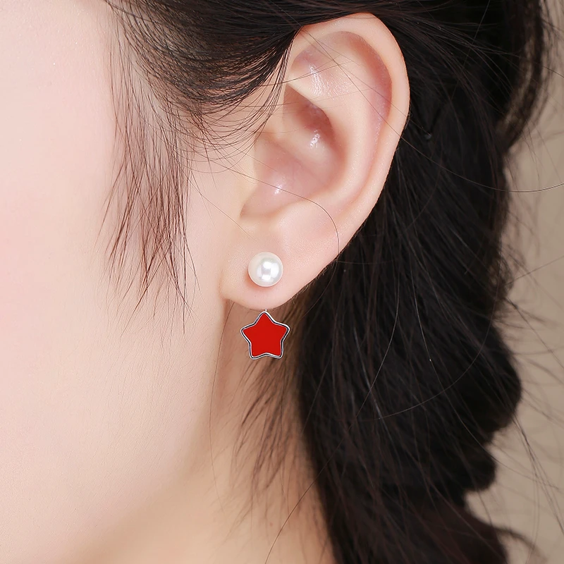 Милые серьги гвоздики из стерлингового серебра 925 пробы со звездой и