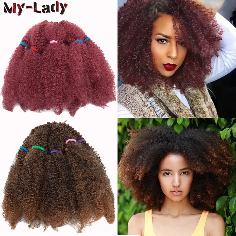 

My-Lady 11inch Marley Braids Twist Crochet Hair Black Brown Ombre Afro Kinky Bulk Hair Synthetic Hair Extensions For Black Women