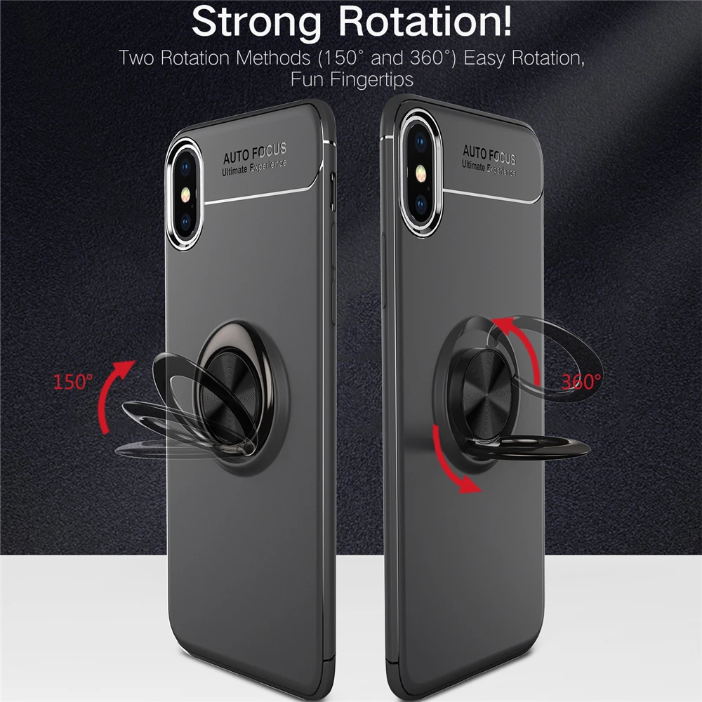Car Magnet Shockproof Case For iPhone 11 pro max 5 5s 6s 6 7 8 Plus X Xr Xs Max TPU Cover Rotating Metal Ring Stand |