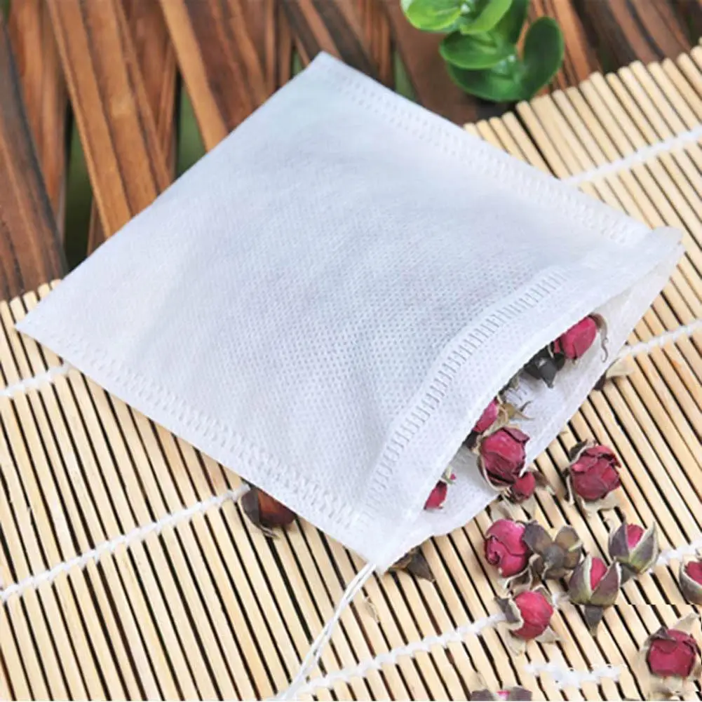 

100Pcs Kitchen Disposable Drawstring Non-Woven Fabric Tea Herb Filter Bag Pouch