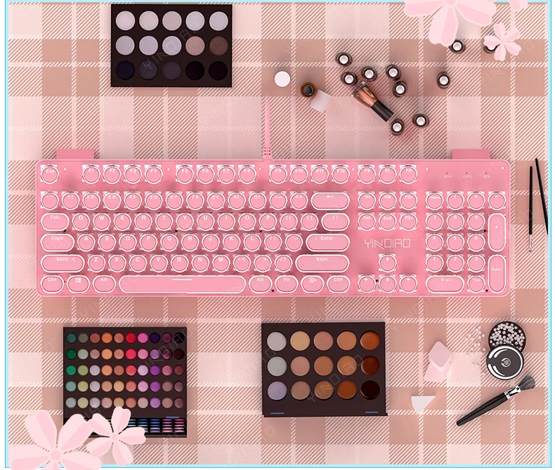

Punk keyboard pink mechanical keyboard game office application suitable for notebook computer mechanical green switch 104-key