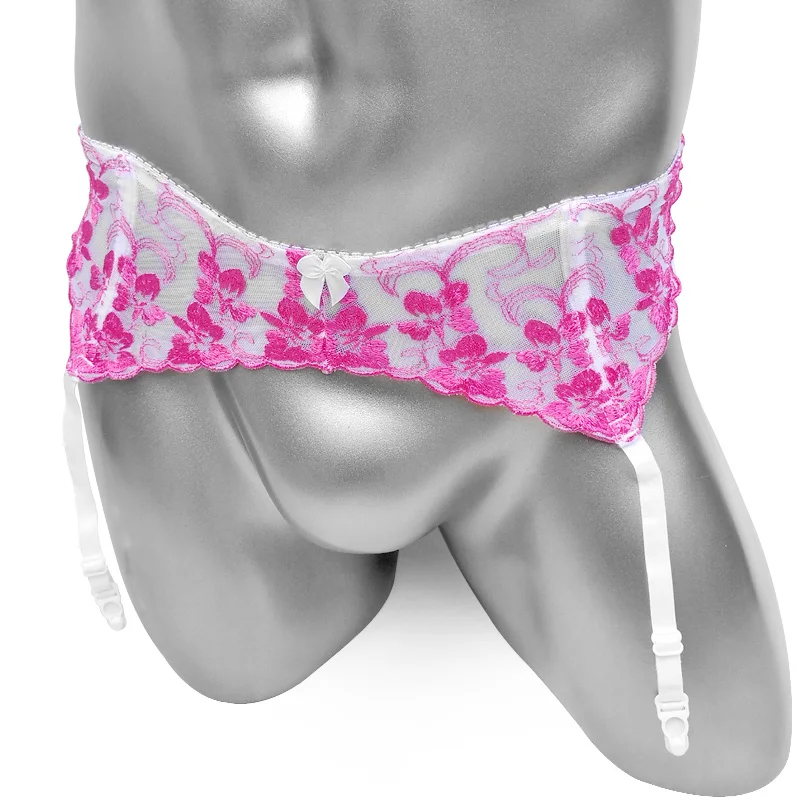 Сексуальное женское белье с вышивкой и кружевной подвязкой прозрачное Мужское