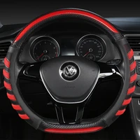 d shape leather car steering wheel cover four seasons steering wheel hubs for vw golf 7 8 2015 polo jatta interior accessories