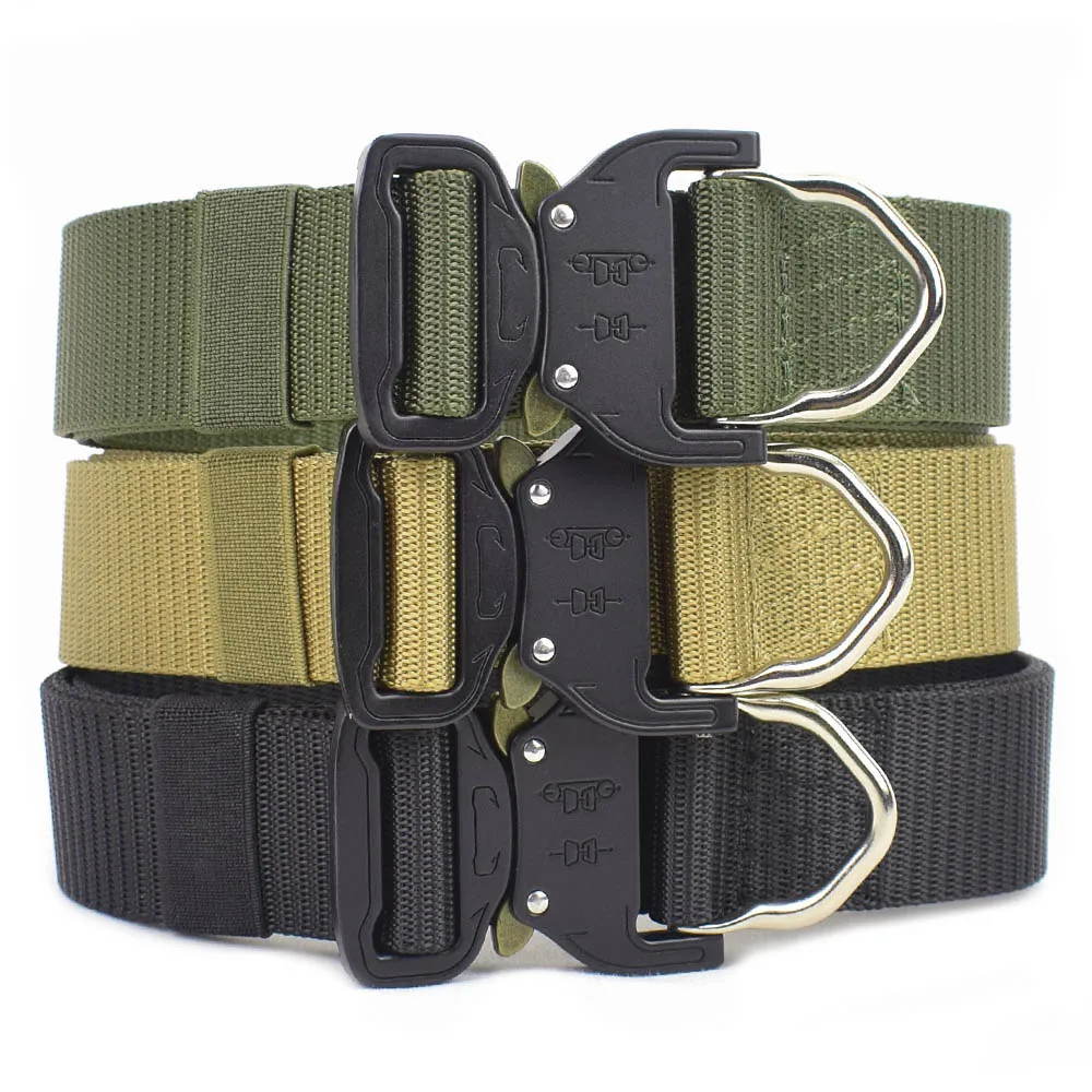 

Nylon Tactical Belt Military Army Police Combat Belts Men Outdoor Survival Hunting Accessories Training Metal Buckle Waist Belt