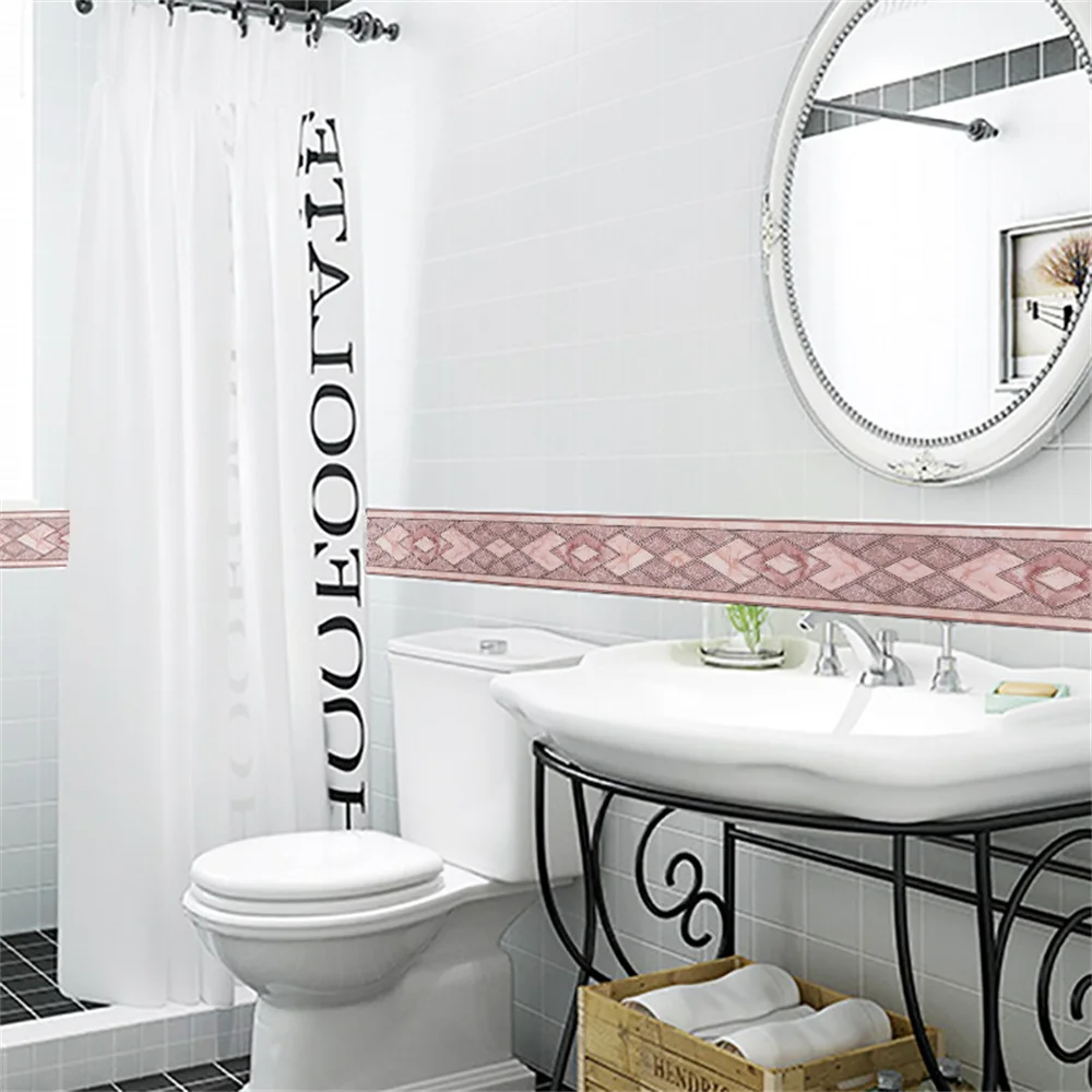 

Self-adhesive Border Wallpaper Sticker Waistline Skirting Greek Pattern Floor Stickers Baseboard Waterproof Home Decor