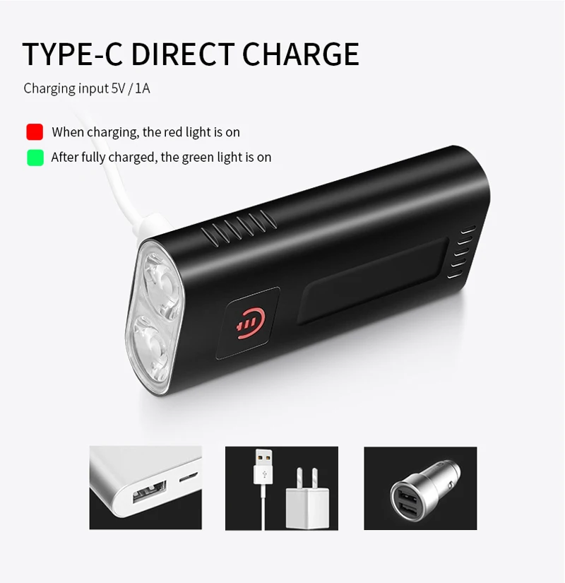 L2 5200 мАч велосипедный головной светильник USB заряжаемый аккумулятор T6 передний