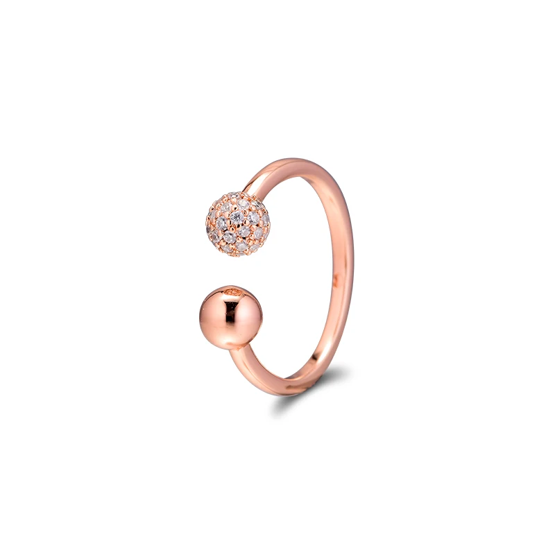 

Woman Ring Rose Gold Polished & Pave Bead Open Ring Sterling Silver Jewelry For Woman Jewelry Make Up Fashion Jewelry Rings
