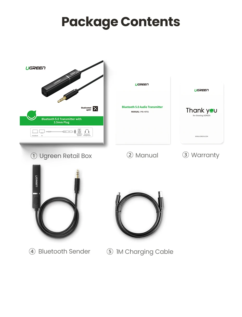 Ugreen Bluetooth передатчик 5,0 ТВ наушники ПК PS4 aptX LL 3,5 мм Aux SPDIF 3,5 разъем оптический аудио музыка Bluetooth 5,0 адаптер