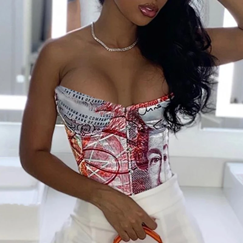 

Женщины без рукавов, майка, топ, жилет кроя, бандаж, с рисунком, сексуальные корсеты и бюстье летние короткие Стиль Tube майка Модные женские ве...