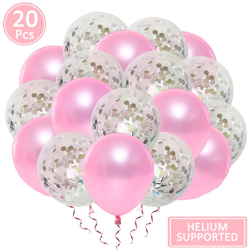 20pcs silver pink С Днем Рождения Фольга шар вечерние DIY украшения стола дети мальчик девочка взрослый Единорог поставки мой первый 1 1 год сувениры - Цвет: 20pcs silver pink