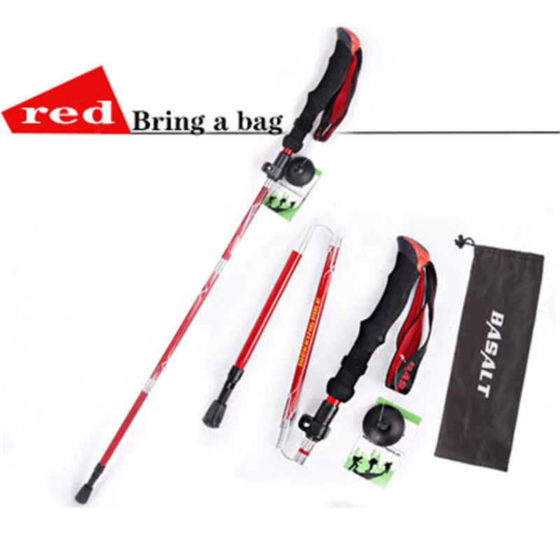 

Outdoor Sports Hiking Portable Folding Trekking Pole Five-Section Aluminum Alloy Outer Lock Mountain Climbing Walking Stick