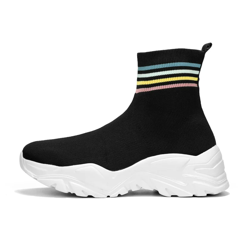 

High Top Autumn Sneakers Women Sock Shoes Slip-on Black Chunky Sneaker Female Breathable Vulcanize Shoes Tenis Feminino Mujer