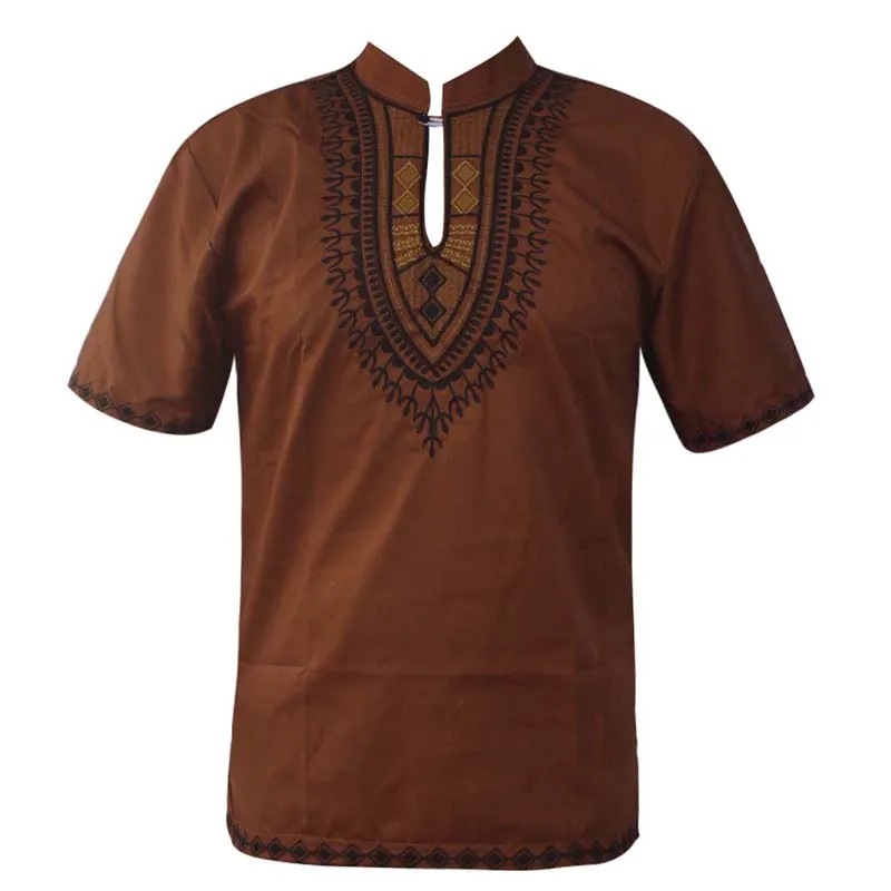 Summer Wear saree Ethnic Embroidery india Dashiki Tops Mandarin Collar African Shirts мусульманская рубашка мужская