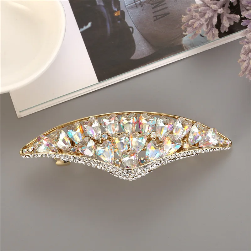 2020 New Metals Crystal Hair Clips Rhinestone Pins Bow Knot Top Grade Barrette Sector Hairgrips Women Girl Styling | Украшения и