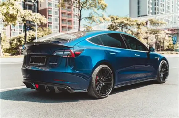 Разветвитель губ для заднего бампера Tesla Model 3 модель из углеродного волокна 2018 2019
