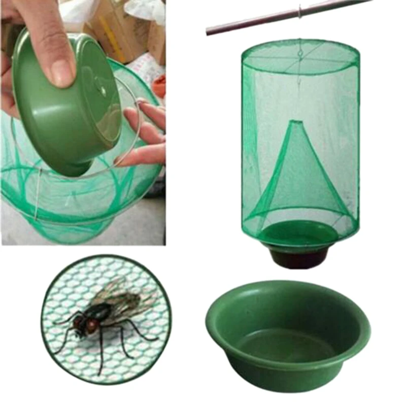 5 Pcs Folding Fly Cage Reusable Flycatcher Hanging Ranch Trap Catcher Most Effective Powerful Capture Susp | Спорт и развлечения