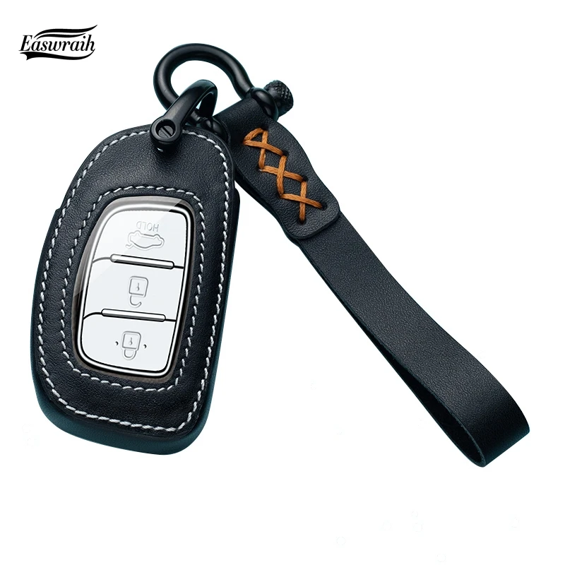 Автомобильный кожаный чехол для ключа Geunine Hyundai IX25 35 IX45 IX20 Santafe Creta Tucson I30 I35 I20 Solaris