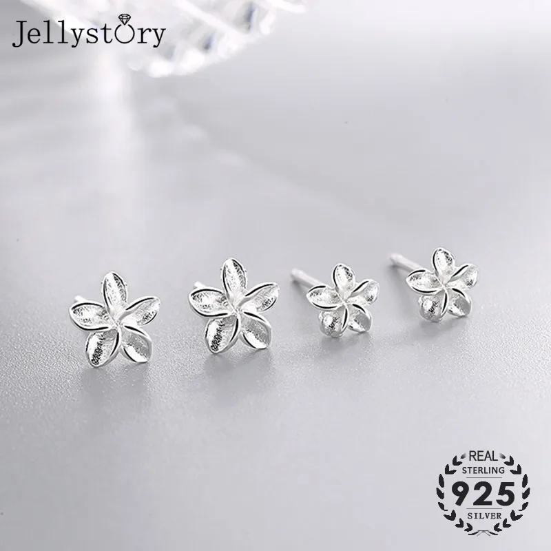 Jellystory Модные 925 стерлингового серебра серьги гвоздики в форме цветка для женщин
