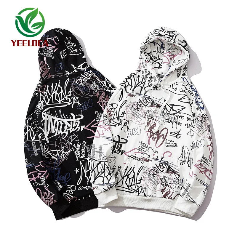 Dropshipping Graffiti Men Hoodie Women Couple Autumn Winter Warm High Street Hip Hop Band Rock Sweatshirt Long Sleeve