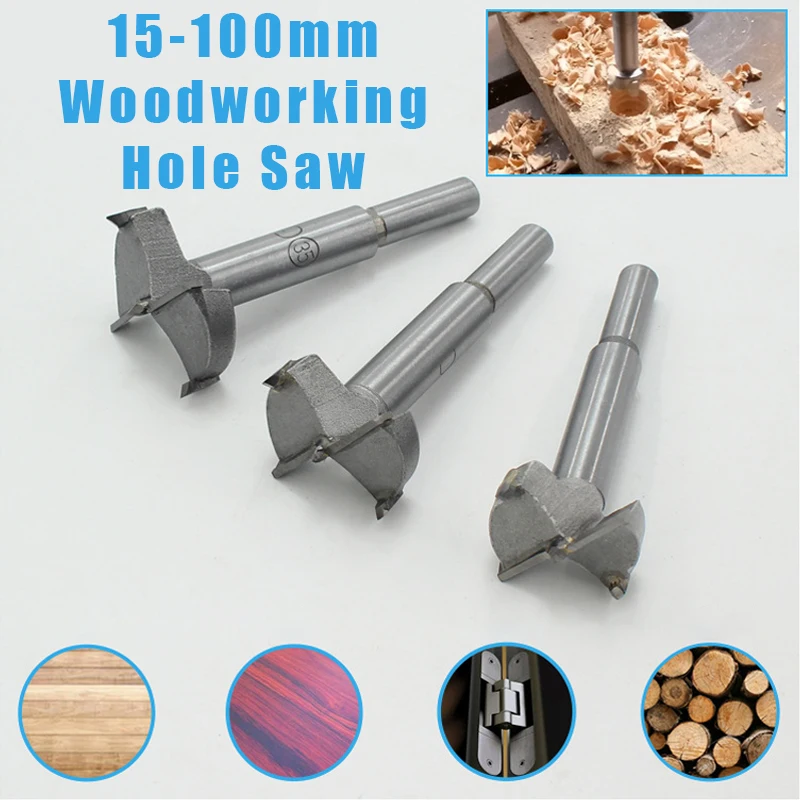 

15-100mm Forstner Carbon Steel Boring Drill Bits Woodworking Self Centering Hole Saw Set Tungsten Carbide Wood Cutter Tools Set