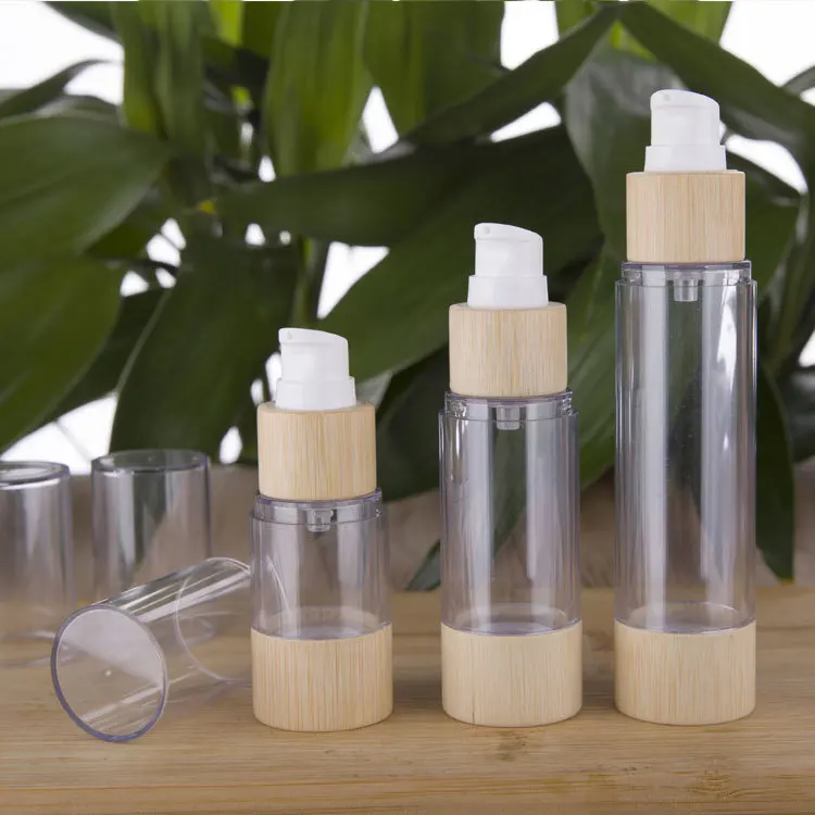 

20ml 30ml 50ml 80ml 100ml 120ml Eco-friendly Bamboo Empty Bottles Airless Vacuum Pump Bottles Makeup Cream Lotion Bottle