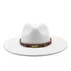 Фетровая шляпа для мужчин и женщин, фетровая шапка с большим краем, белого цвета, в джазовом стиле, Зимняя