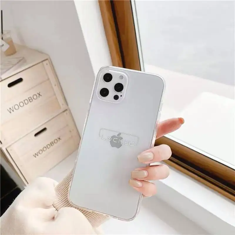 

ins black series locked Phone Case Transparent for iPhone 11 12 6 7 8 Pro X XS Max XR Plus Silicone Soft TPU Clear mobile bags