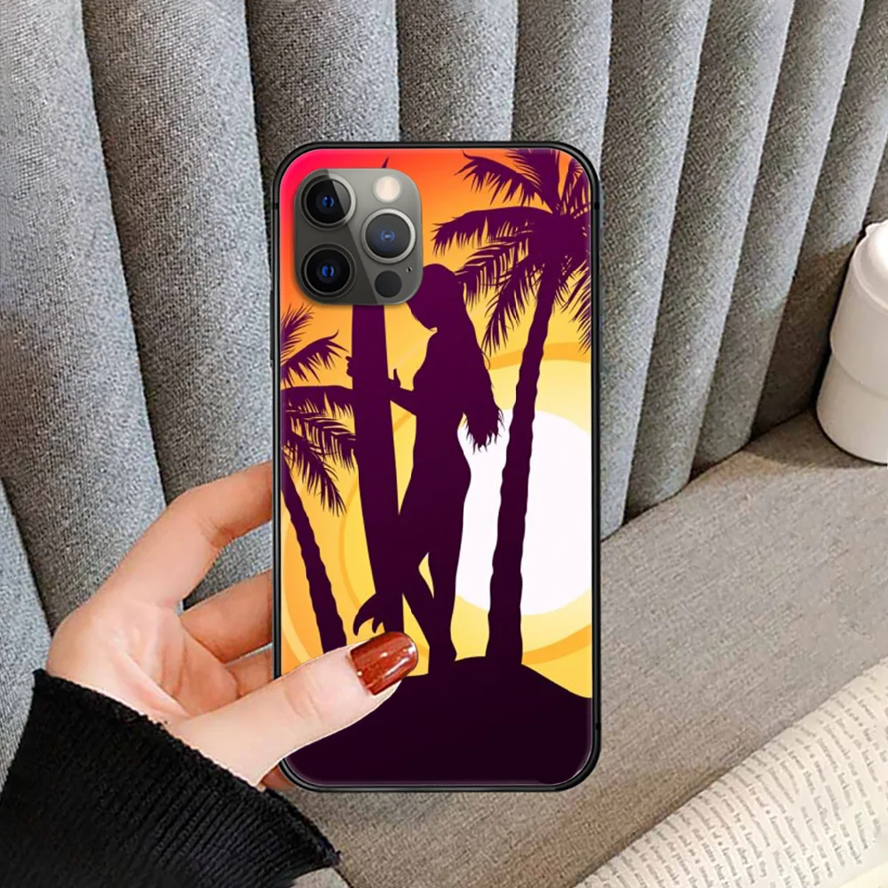 

Sea Waves Surf Surfboard Phone Case Cover For Iphone 5 5S 6 6S PLUS 7 8 11 12 Mini X XR XS PRO SE 2020 MAX black Cover Tpu Cell
