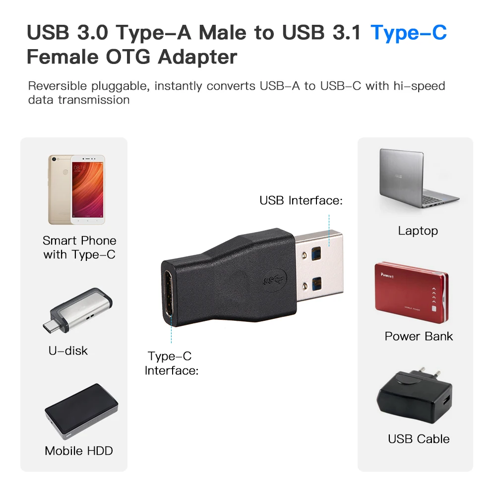 USB 3.1 Type C Adapter 3.0 Male to USB-C Female OTG Converter | Компьютеры и офис