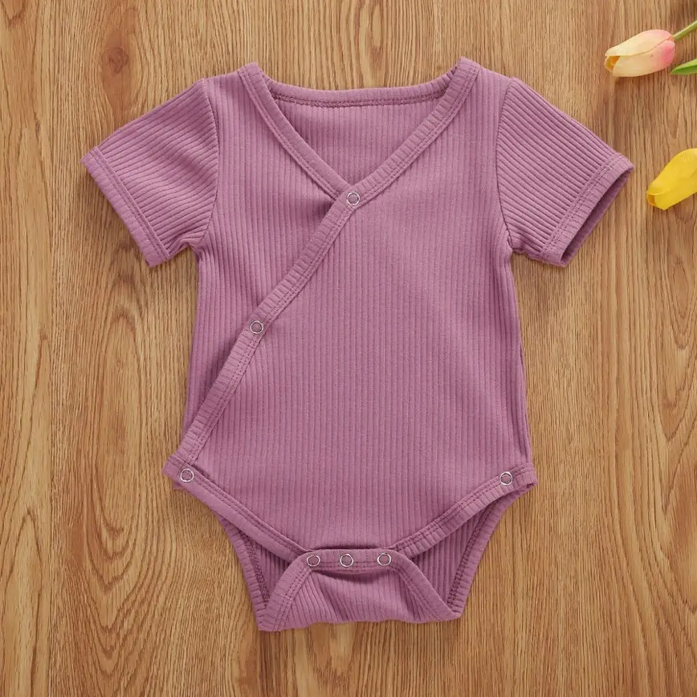 

Pudcoco Toddler Baby Girls Boys Clothing Cotton Bodysuits Short Sleeve Soild Outfits For Newborn Boys Jumpsuits 0-24M