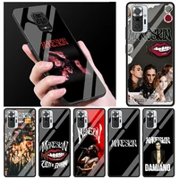 maneskin glass call phone case for xiaomi redmi note 9s 8 9 5g 10 k40 pro plus 7 9 8 8t 9c 9a k30 9t 8a cover
