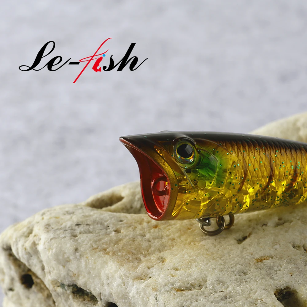 Le fish 60 мм 8 4 gTopwater Popper с пером и тройным крючком|Наживки для рыбной ловли| |