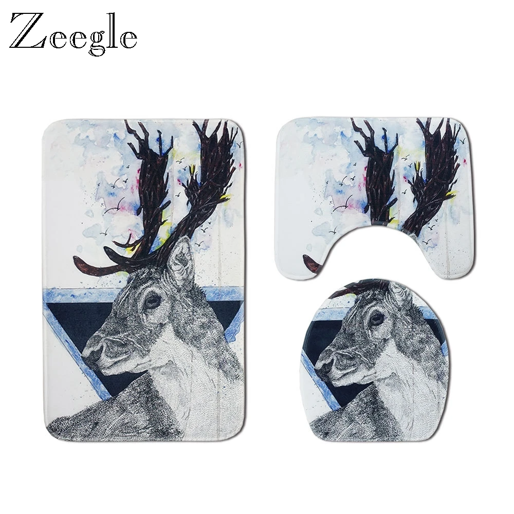 Zeegle 3 шт. Ванная комната Комплект ковриков для Нескользящие Кухня Коврик ванны