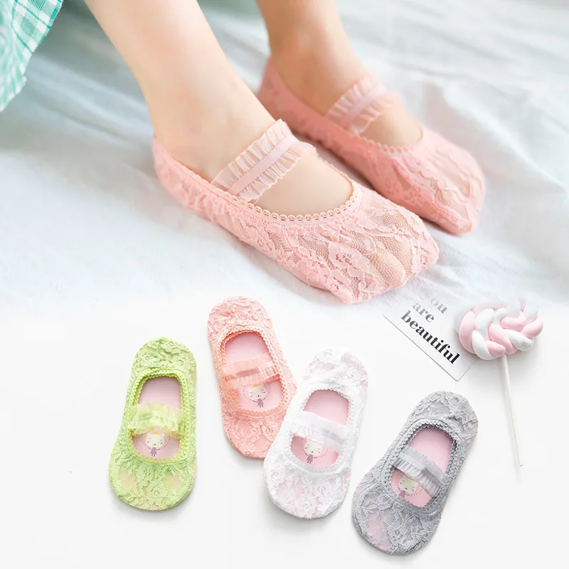 

Spring Summer Baby Girls Lace Ultra-Thin Mesh Crystal Socks Boat Socks Solid Color Invisible Socks kids socks