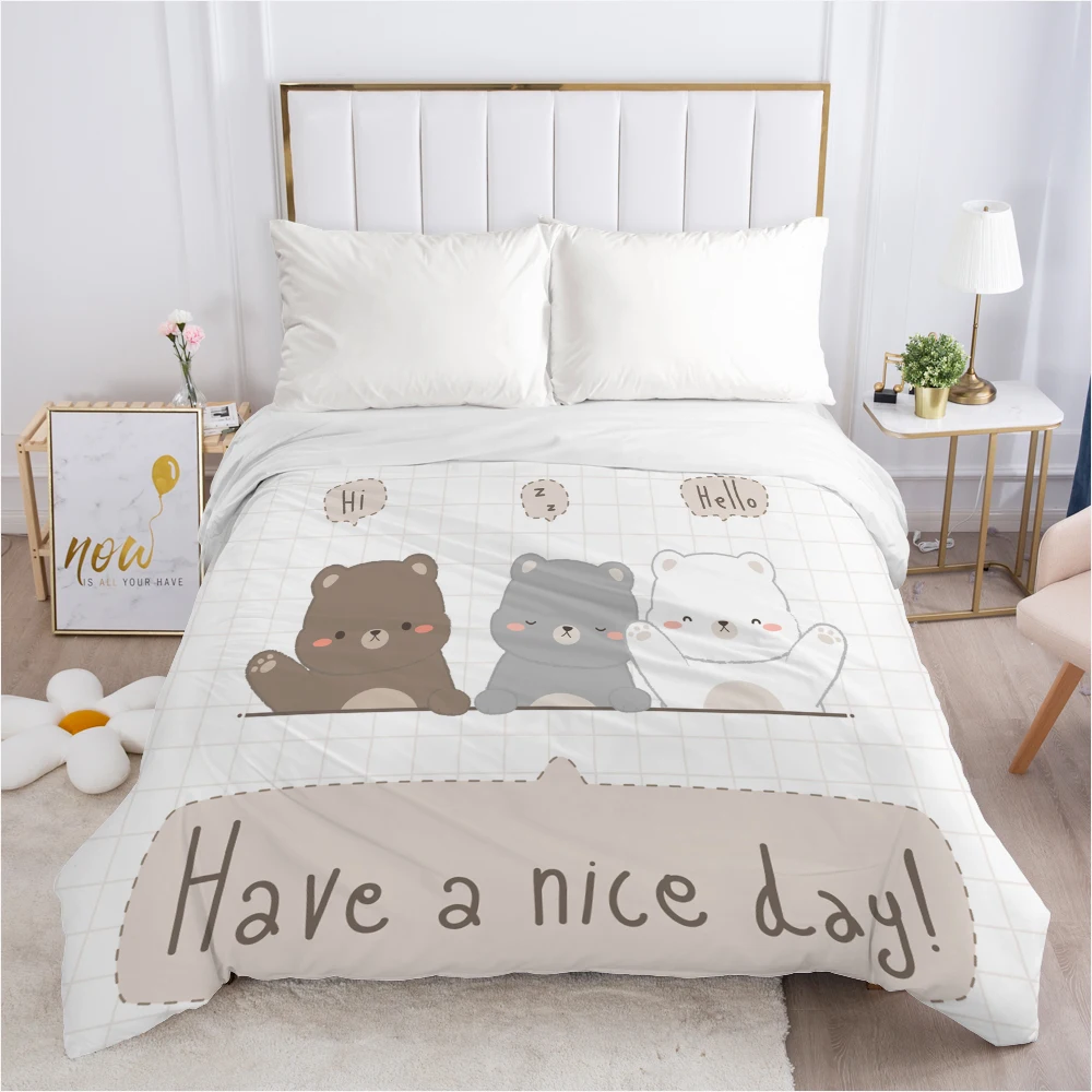 

1pc Children Cartoon Duvet cover Quilt/Blanket/Comfortable Case 140x200 Single Size Cute Bedding for child kids baby bear