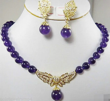 

New Jewelry purple jade pendant earrings & necklace