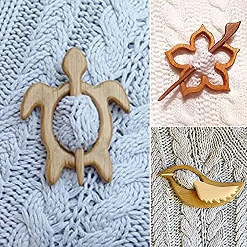 Брошь с деревянным рисунком животного забавная Милая шаль шпильки застежкой