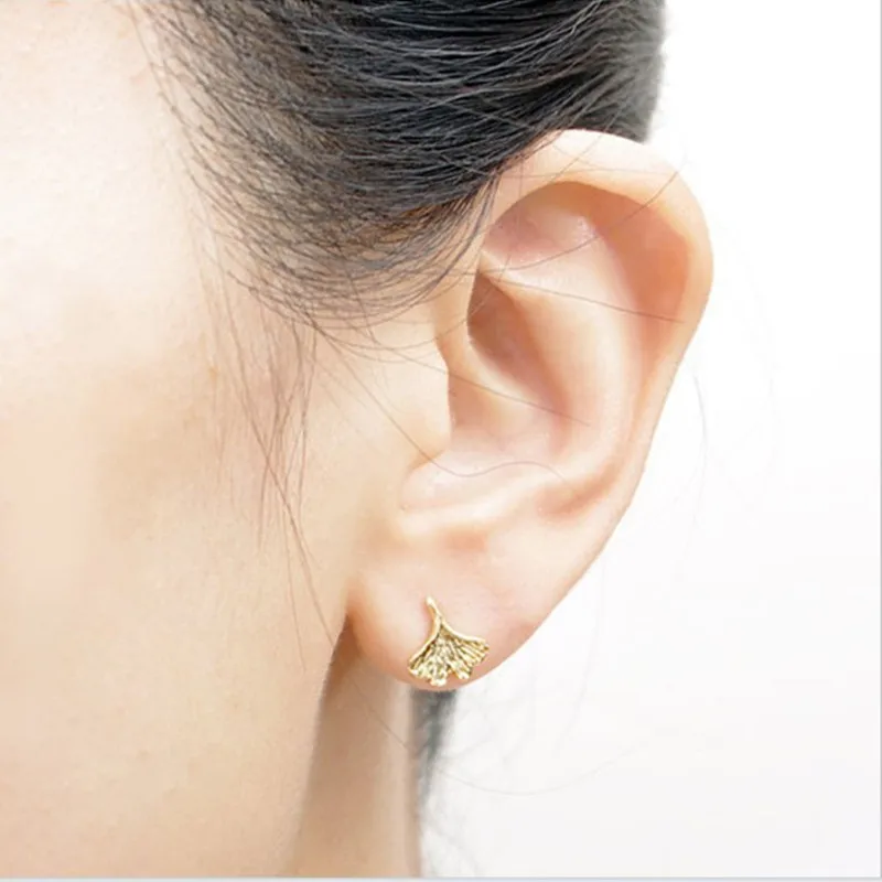 Модные листьев гинкго билоба (фасовка по серьги гвоздики в виде трех Цвет желанию