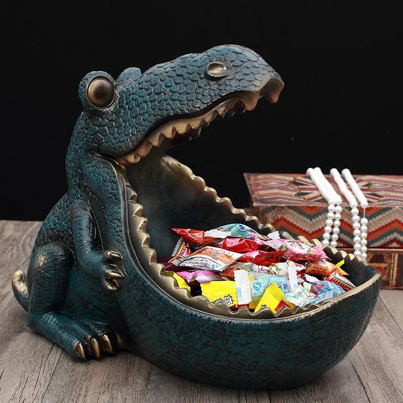

Retro Creative Personality Dinosaur Key Storage Box Decoration Home Candy Plate Hall Shoe Cabinet Saving Box Decoration M2403