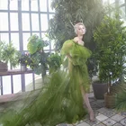 Женское платье для фотосессии, зеленое платье оливкового цвета, вечерние платья со шлейфом