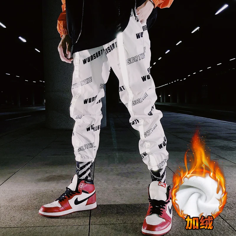 Брюки-карго Мужские Светоотражающие в клетку бархатные тактические штаны с