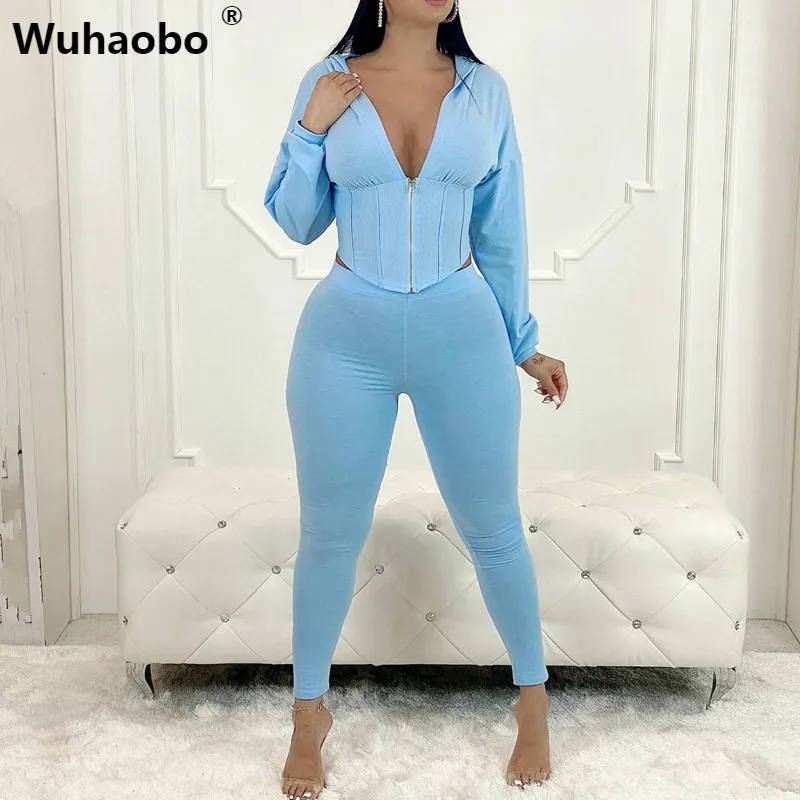 Wuhaobo женский спортивный костюм повседневный с корсетом и высокой талией Женский
